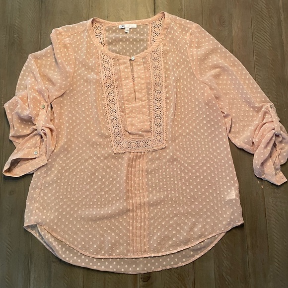 Cute Old pink sheer blouse, size large - Picture 1 of 4